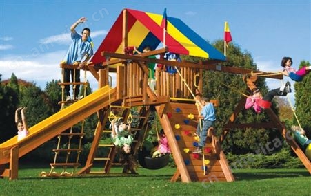 振欣景观 幼儿园木质组合滑梯 儿童户外大型木质玩具拓展攀爬架