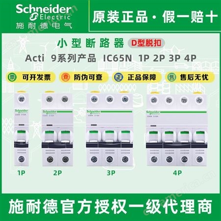 施耐德微型断路器iC65N空气开关D型1P2P3P4P10A16A32A40A63A