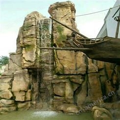 上 海仿石假山流水瀑布假山小区驳岸塑石水泥直塑广雕工程设计制作