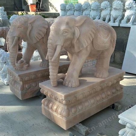 石雕大象 晚霞红石雕大象 汉白玉石雕大象  石雕大象厂家销售价格