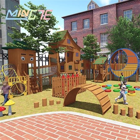 幼儿园 儿童 户外木质小博士滑滑梯防腐木广场攀爬架组合玩具定制