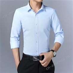 夏季长袖衬衫修身韩版青年纯色衬衣男批发开衫