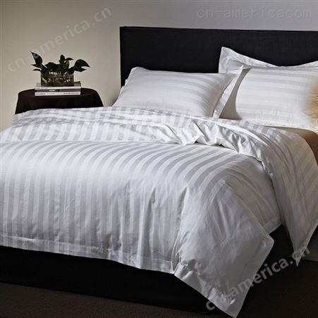 酒店布草床上用品 纯棉60支喷气贡缎床单被套枕套 