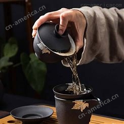 日式复古泡茶盖碗礼品 家用陶瓷盖碗 茶碗功夫茶具摆件